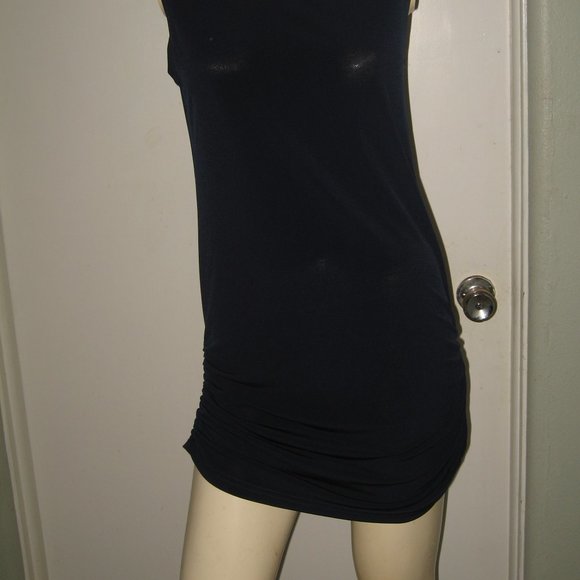 ❤️2 PLANET BY LAUREN G Bodycon Rushed Microfiber/Spandex Dresses Navy Black SZ 1 - Picture 4 of 12